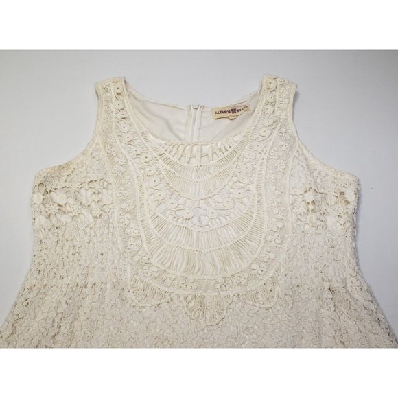 Altar’d State Womens Dress Round Neck Sleeveless Crochet Lace Off-White Size M - Picture 2 of 8
